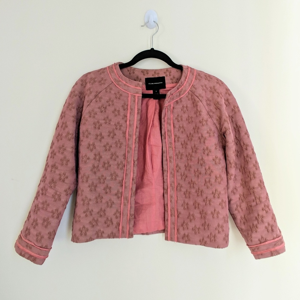 Club Monaco Mauve Embroidered Cropped Jacket